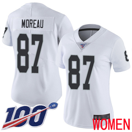 Oakland Raiders Limited White Women Foster Moreau Road Jersey NFL Football #87 100th Season Vapor Jersey